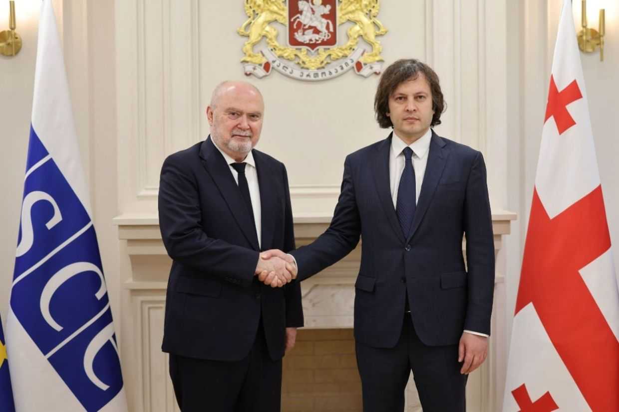 OSCE Secretary General Feridun Sinirlioğlu (left) and Georgian Prime Minister Irakli Kobakhidze (right). Official photo.