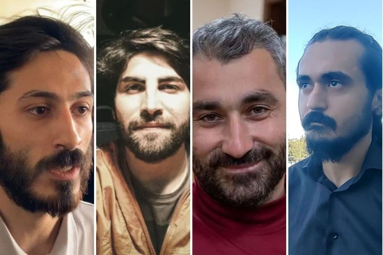The detained members of Azerbaijan's Labour Desk Confederation: Afiaddin Mammadov, Mohyaddin Orujov, Aykhan Israfilov, and Elvin Mustafayev.Photo via social media.