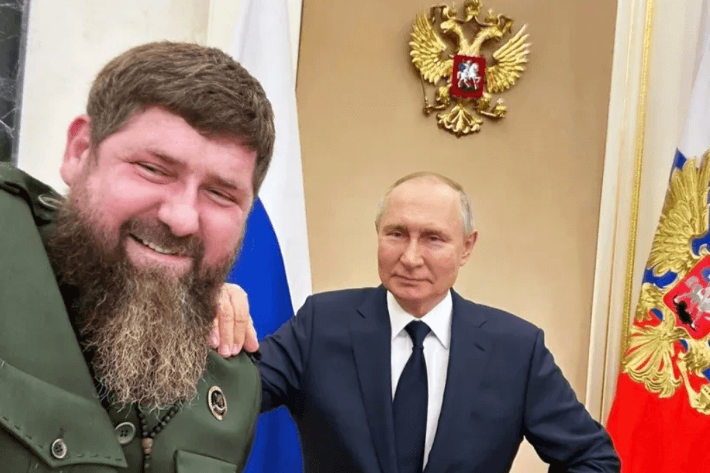 Chechen Head Ramzan Kadyrov (left) and Russian President Vladimir Putin (right). Photo from social media.