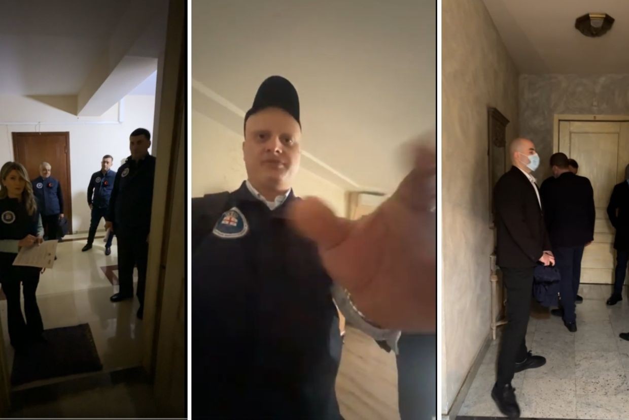 House raids in Tbilisi. Screengrabs from social media videos. 