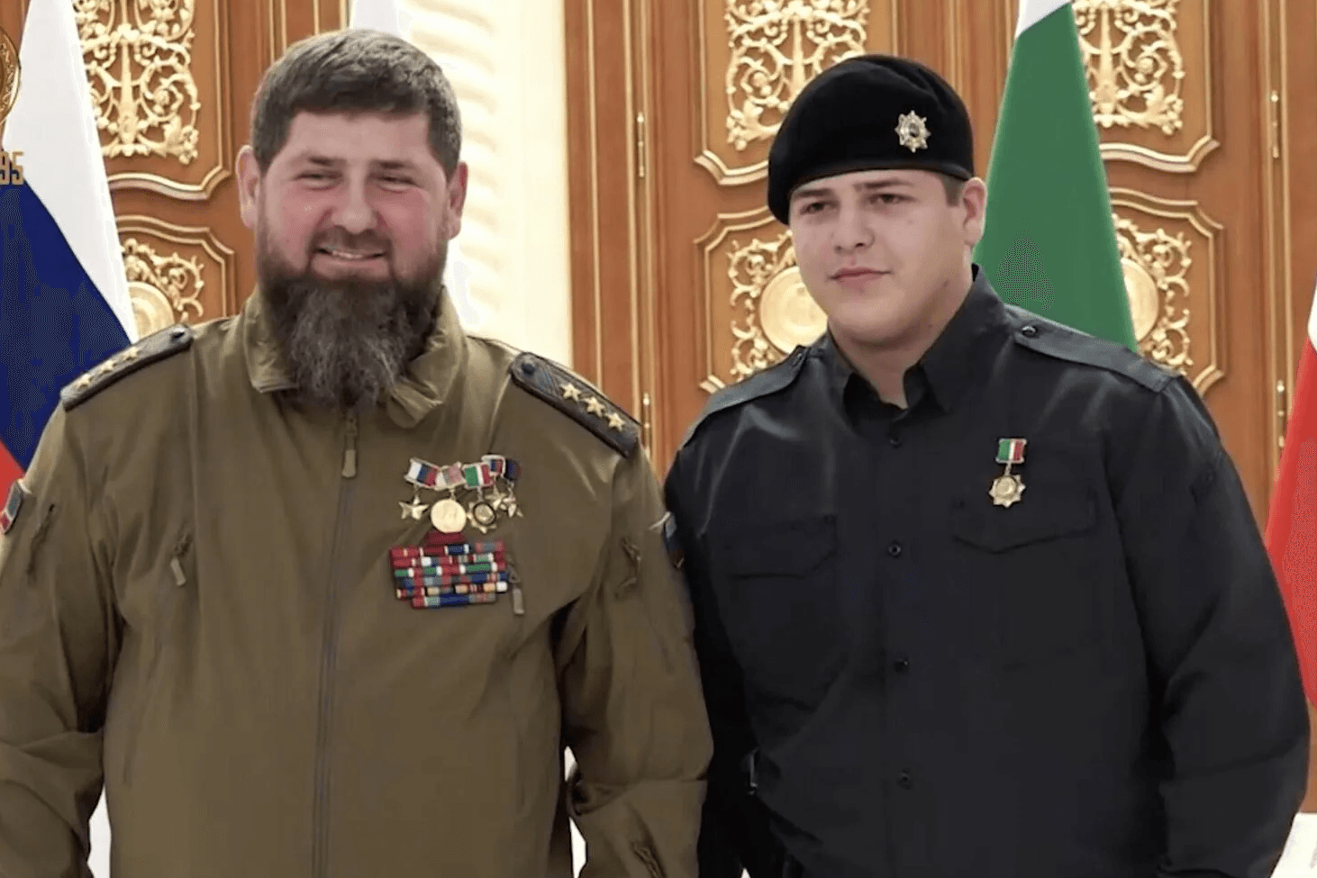 Ramzan Kadyrov and Adam Kadyrov. Screengrab from video.