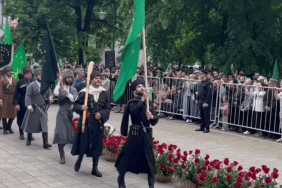 Procession in Nalchik on 21 May. Screenshot from video.