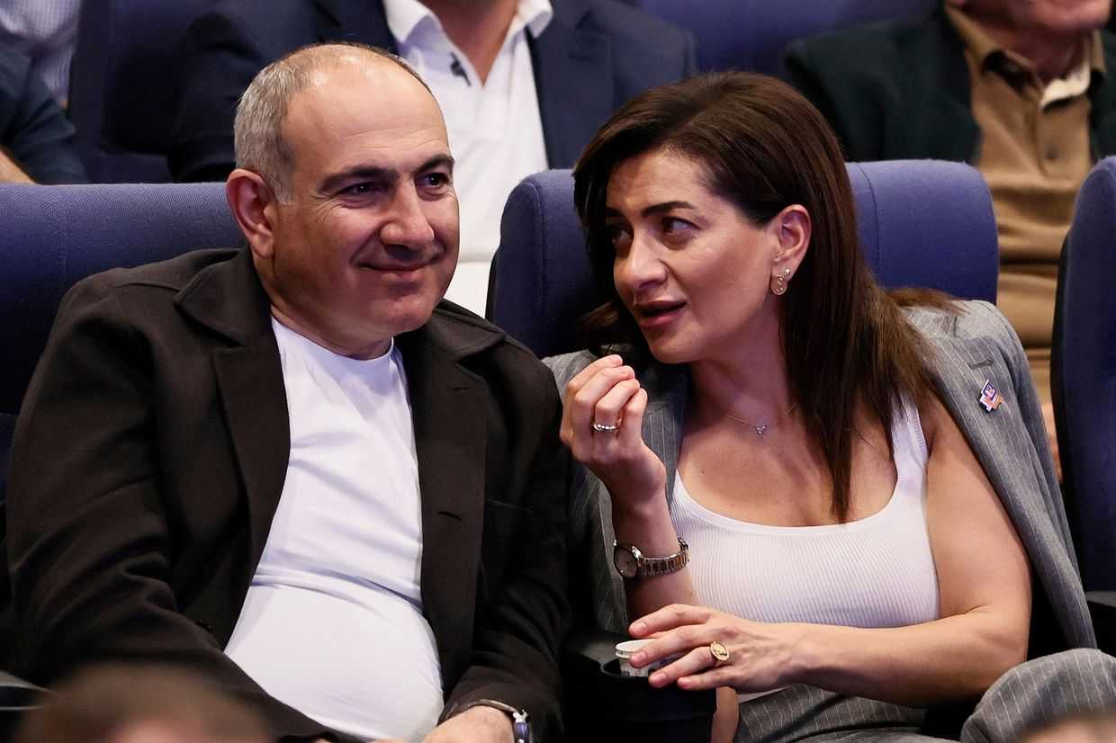 Armenian Prime Nikol Pashinyan (left) with his wife Anna Hakobyan. Photo via social media.