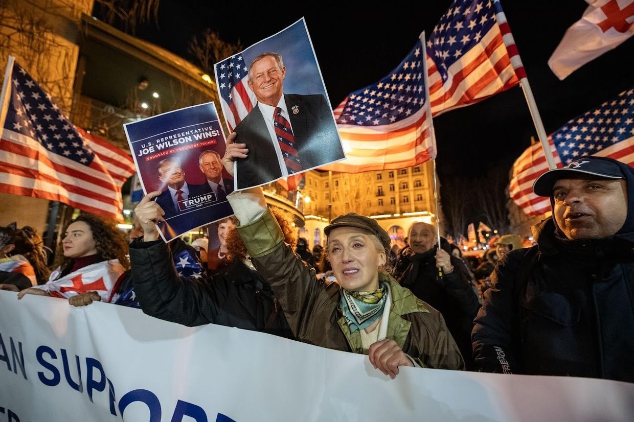 A protest in support of the MEGOBARI Act in Tbilisi in March 2025. Photo: Mariam Nikuradze/OC Media.