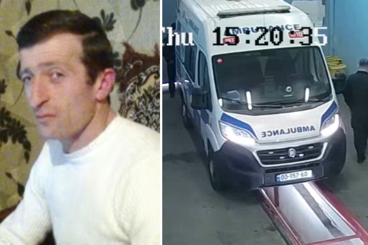 Ioseb Gorgadze and the ambulance that transported him to Vivamedi from prison.