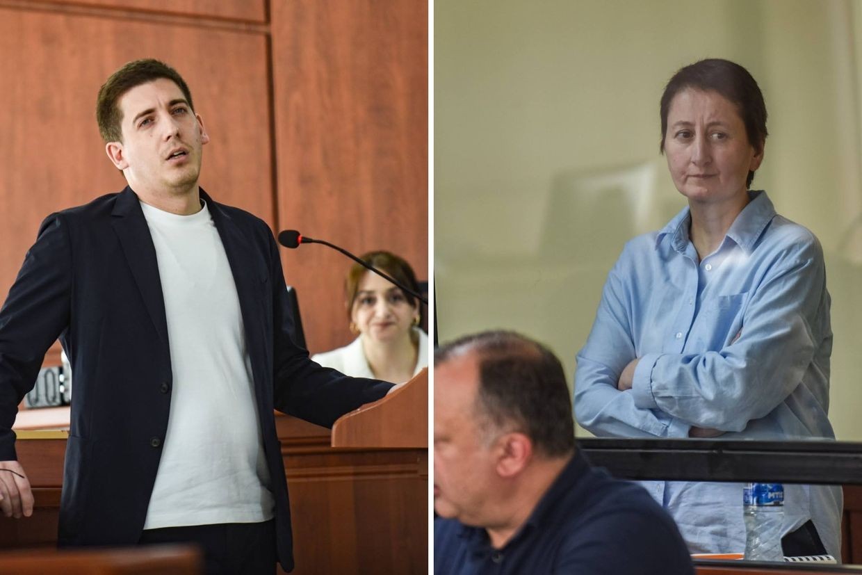 Irakli Dgebuadze and Mzia Amaghlobeli during the trial. Photo: Givi Avaliani/OC Media.