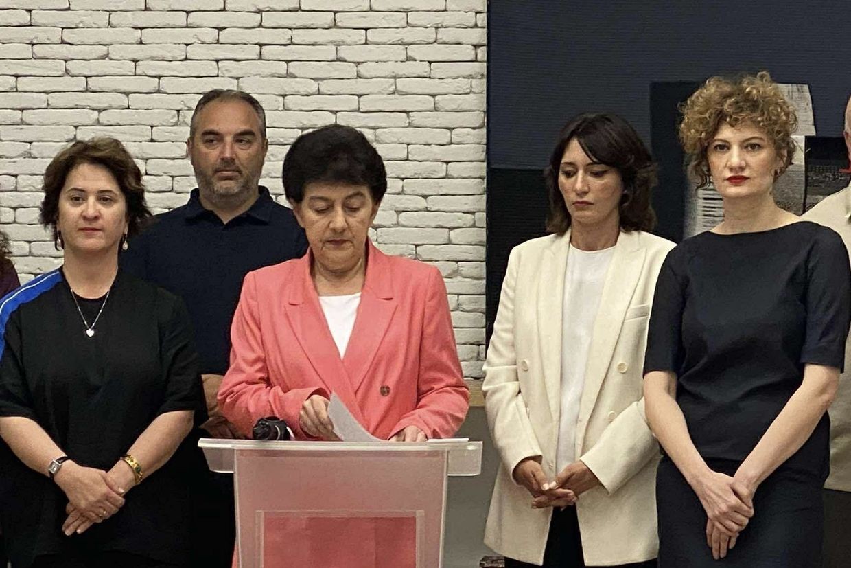 Press briefing by civil society organisations. Photo: Netgazeti