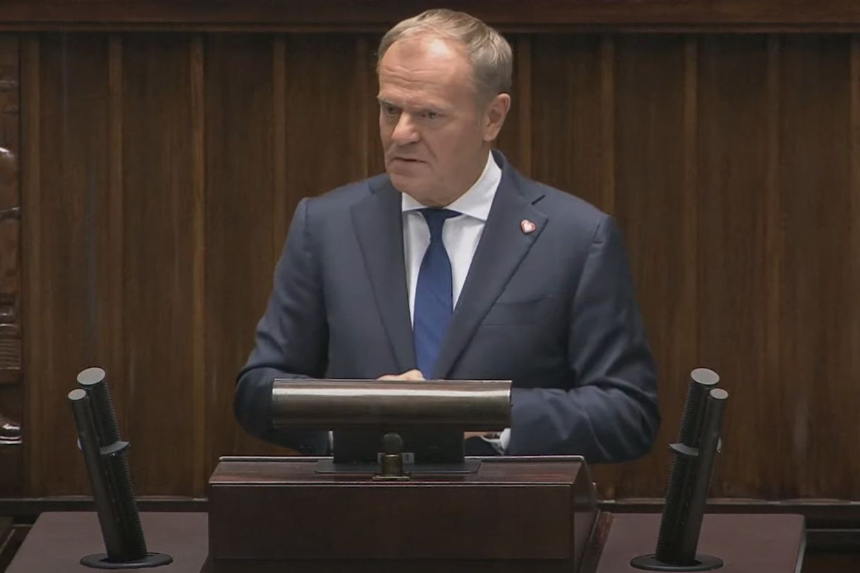 Donald Tusk addressing the Polish parliament on 11 June 2025.