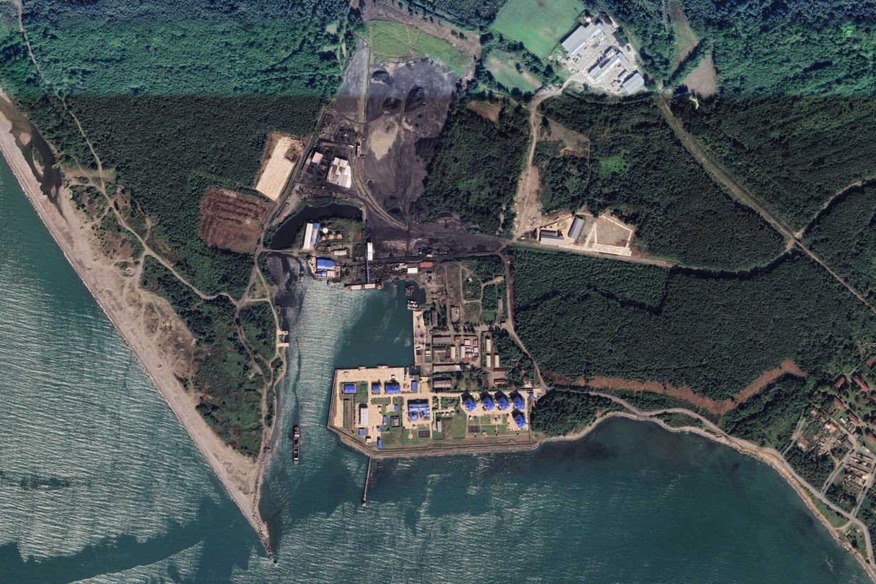Satellite imagery of the port at Ochamchire. Image: Airbus, Maxar Technologies.