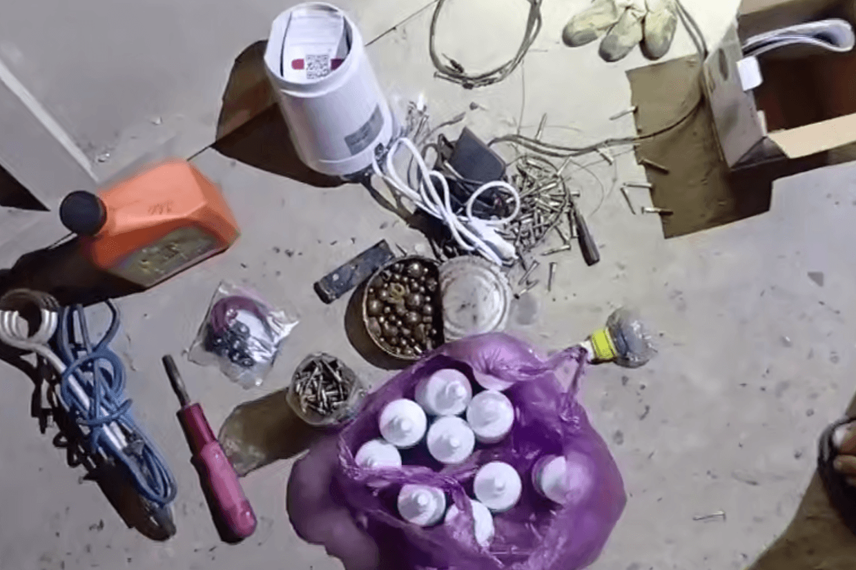 The materials for making explosives. Screengrab from video.