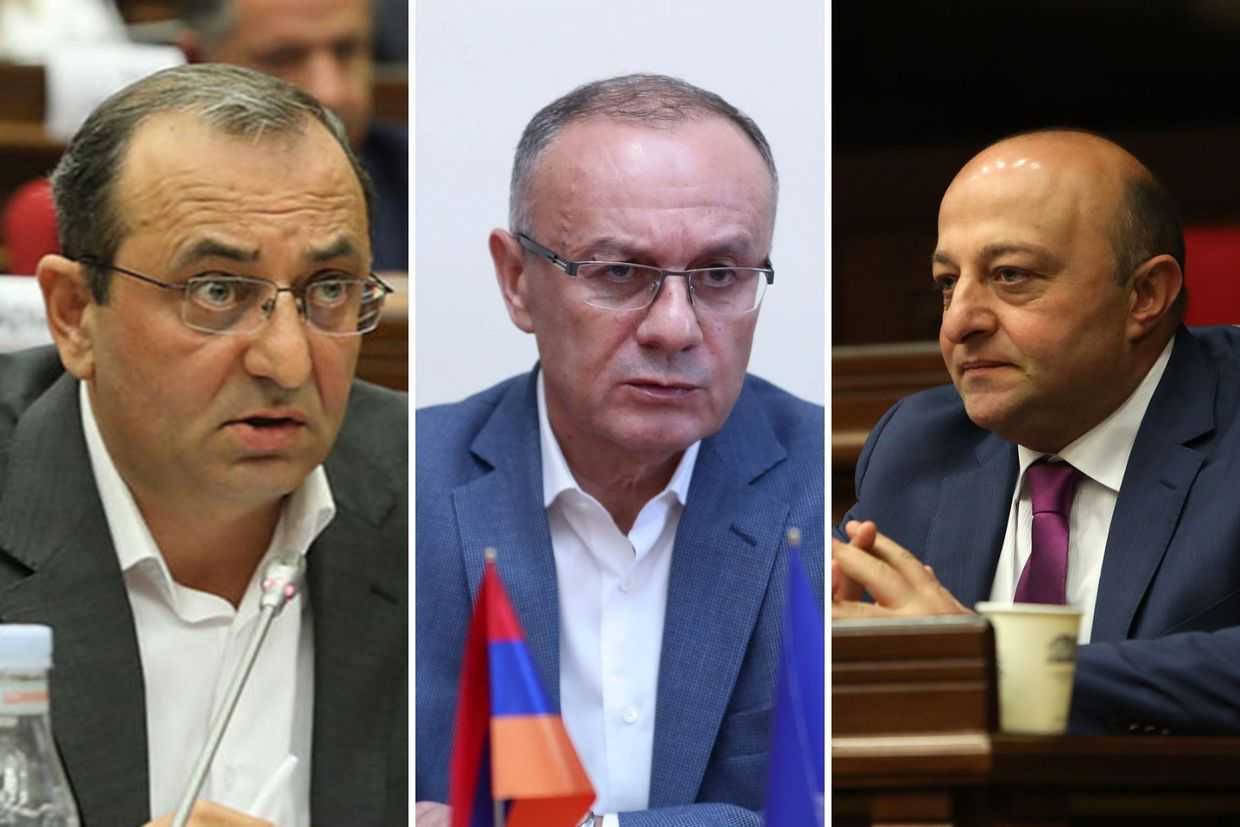 Armenia Alliance MPs Artvsik Minasyan, Seyran Ohanyan, and Artur Sargsyan. 