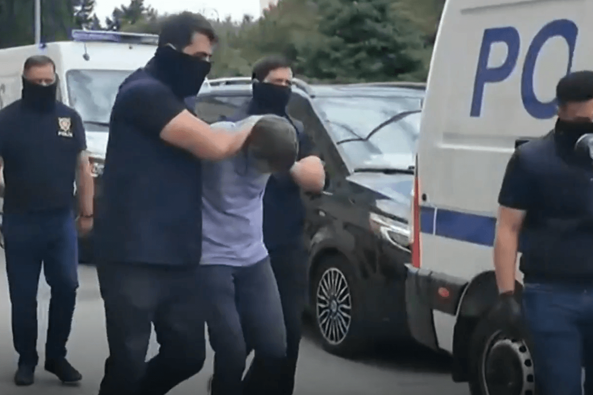 Azerbaijani authorities detaining a journalist from Sputnik-Azerbaijan who is suspected of working for Russian intelligence. Screengrab from video.