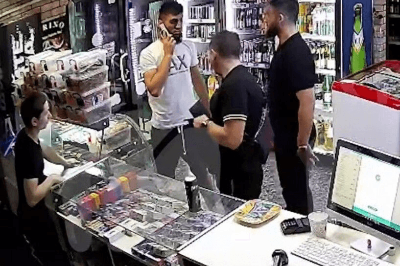 The incident in the store. Screengrab from video.