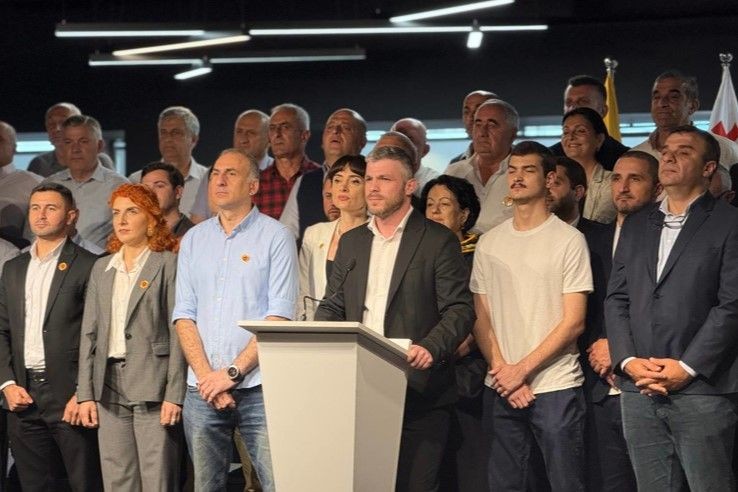 Lelo members announcing participation in the elections. Photo: TV Pirveli.