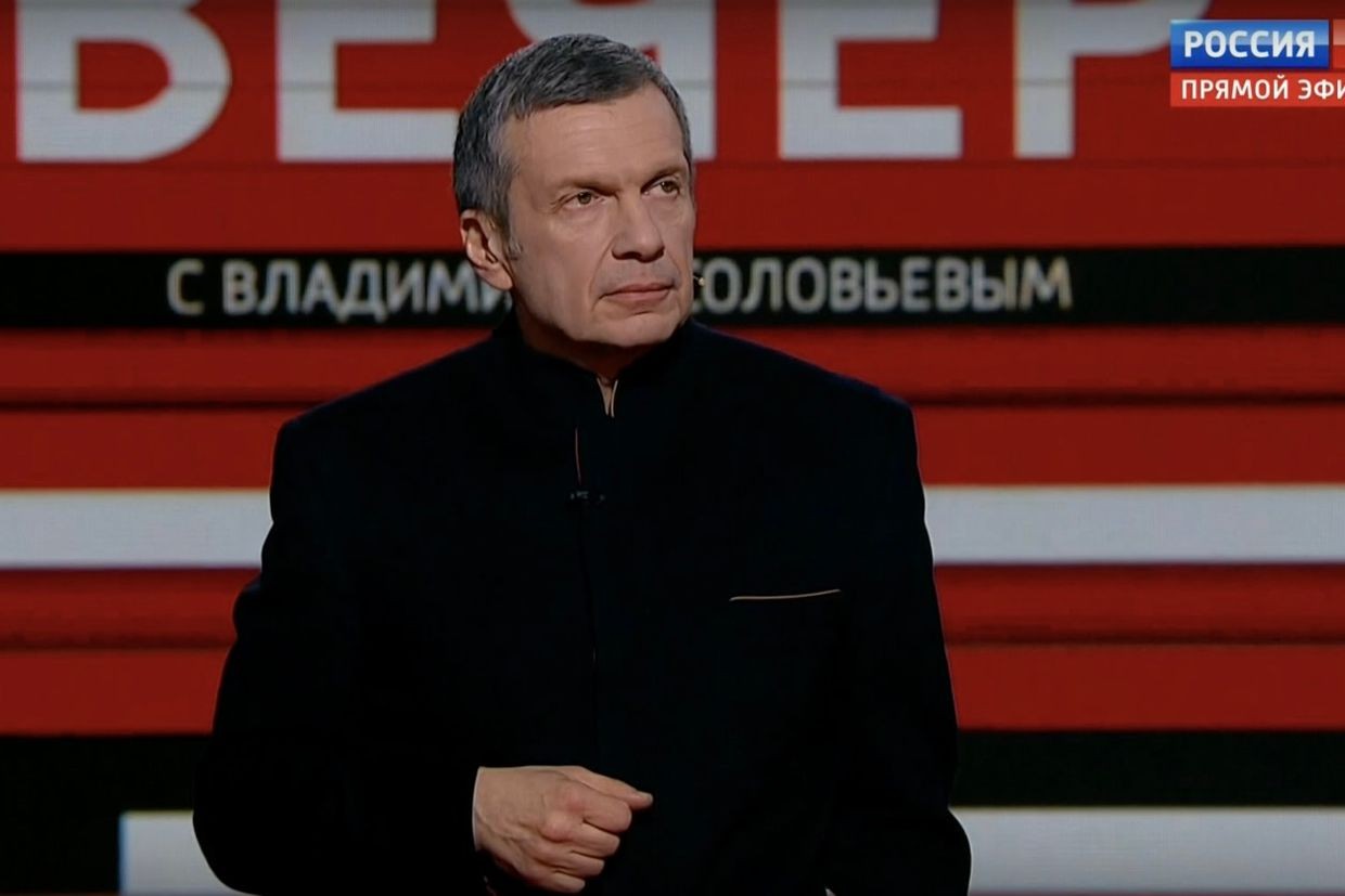 Kremlin propagandists Vladimir Solovyov on his television show.