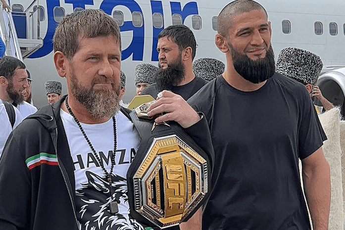 Ramzan Kadyrov and Khamzat Chimaev. Screengrab from video.
