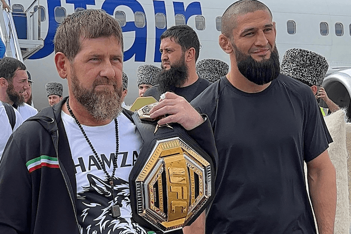 Ramzan Kadyrov and Khamzat Chimaev. Screengrab from video.