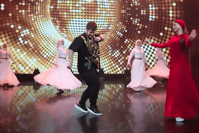 Adam Kadyrov is dancing lezginka. Screengrab from video.