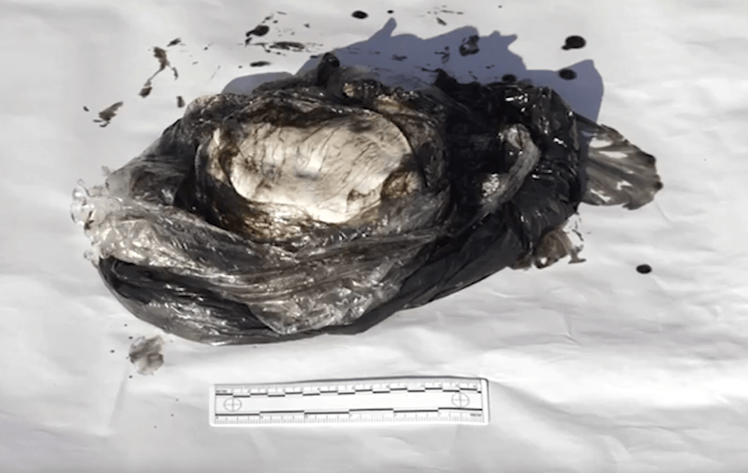 Hexogen (RDX), an explosive material, seized as part of the case. Screengrab from a video from the SSG.