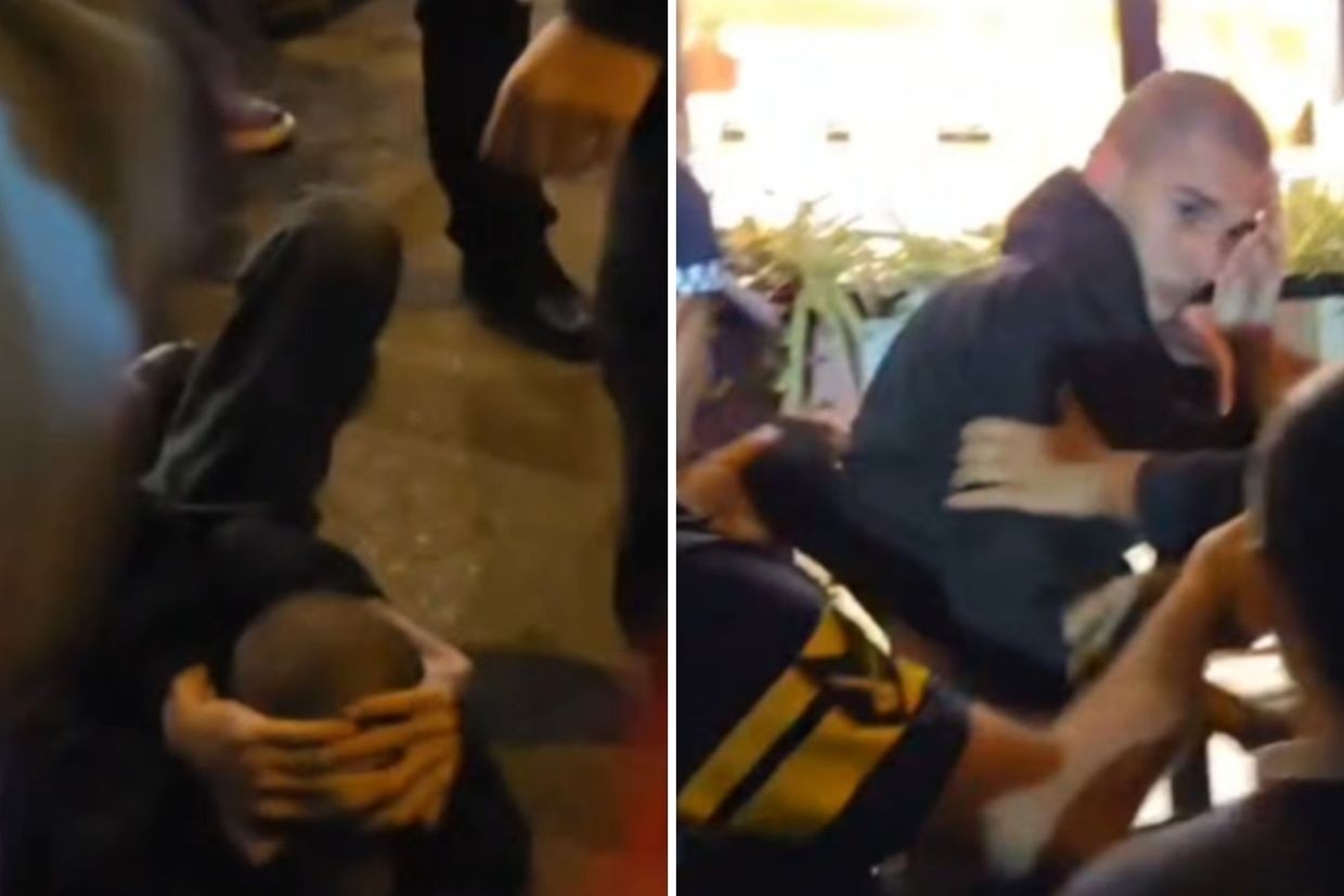 Detention of the individual who reportedly carried a weapon. Screengrabs from Mariam Nikuradze’s video.