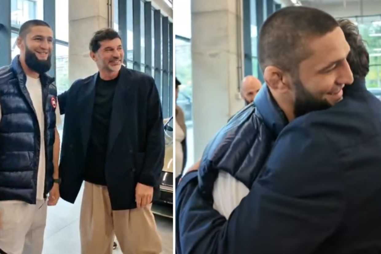 Kakha Kaladze’s meeting with Khamzat Chimaev. Screengrabs from Kaladze’s Instagram video.