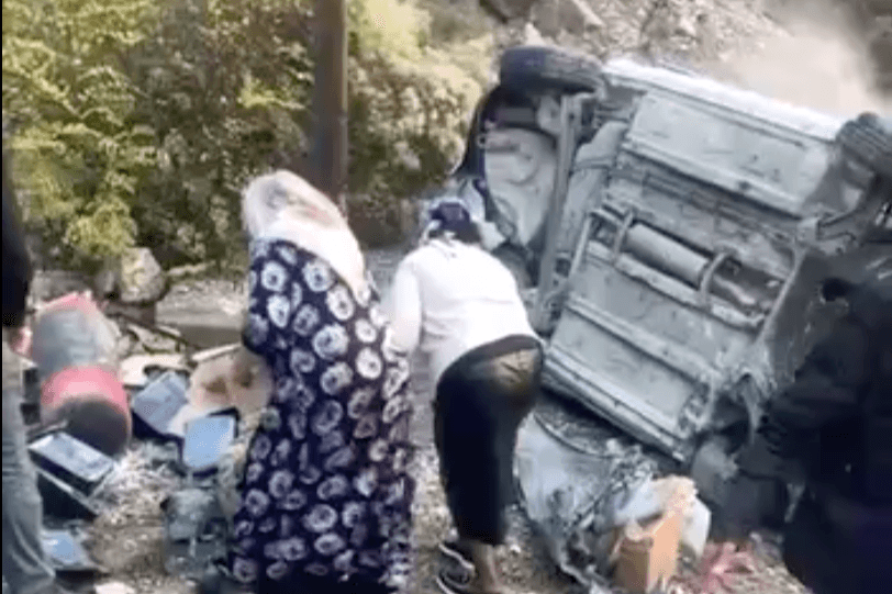 Truck accident in Daghestan, 14 October 2025. Screengrab from video.