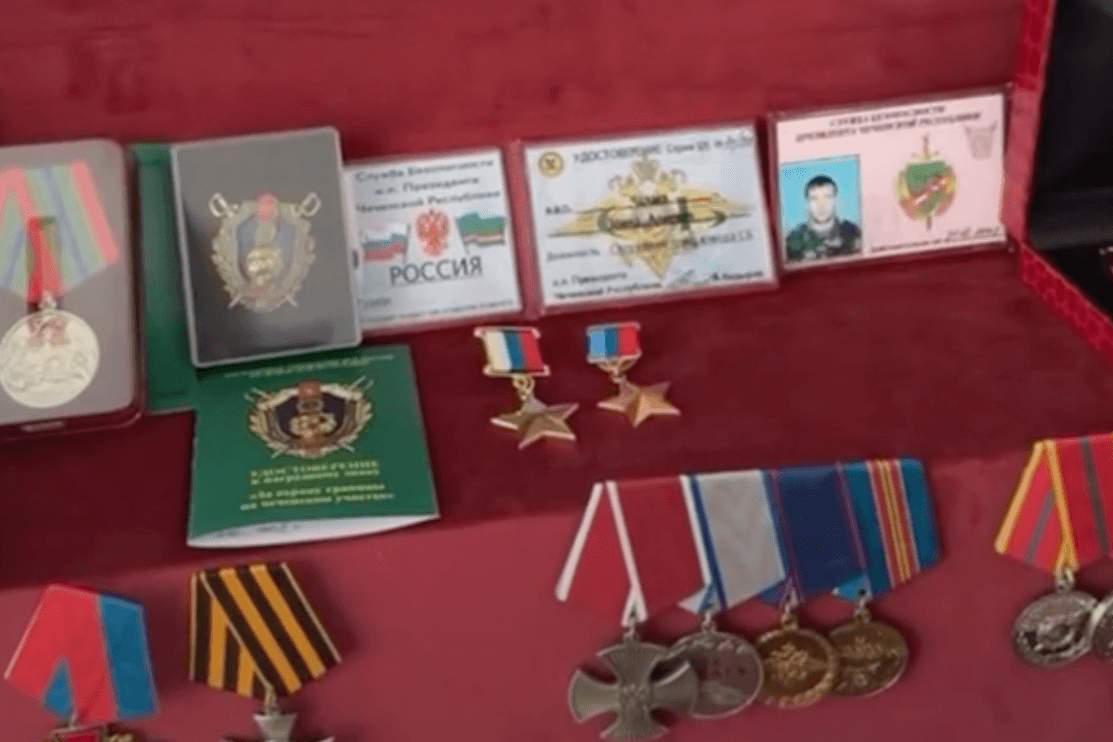The part of Chalaev medals. Screengrab from video. 