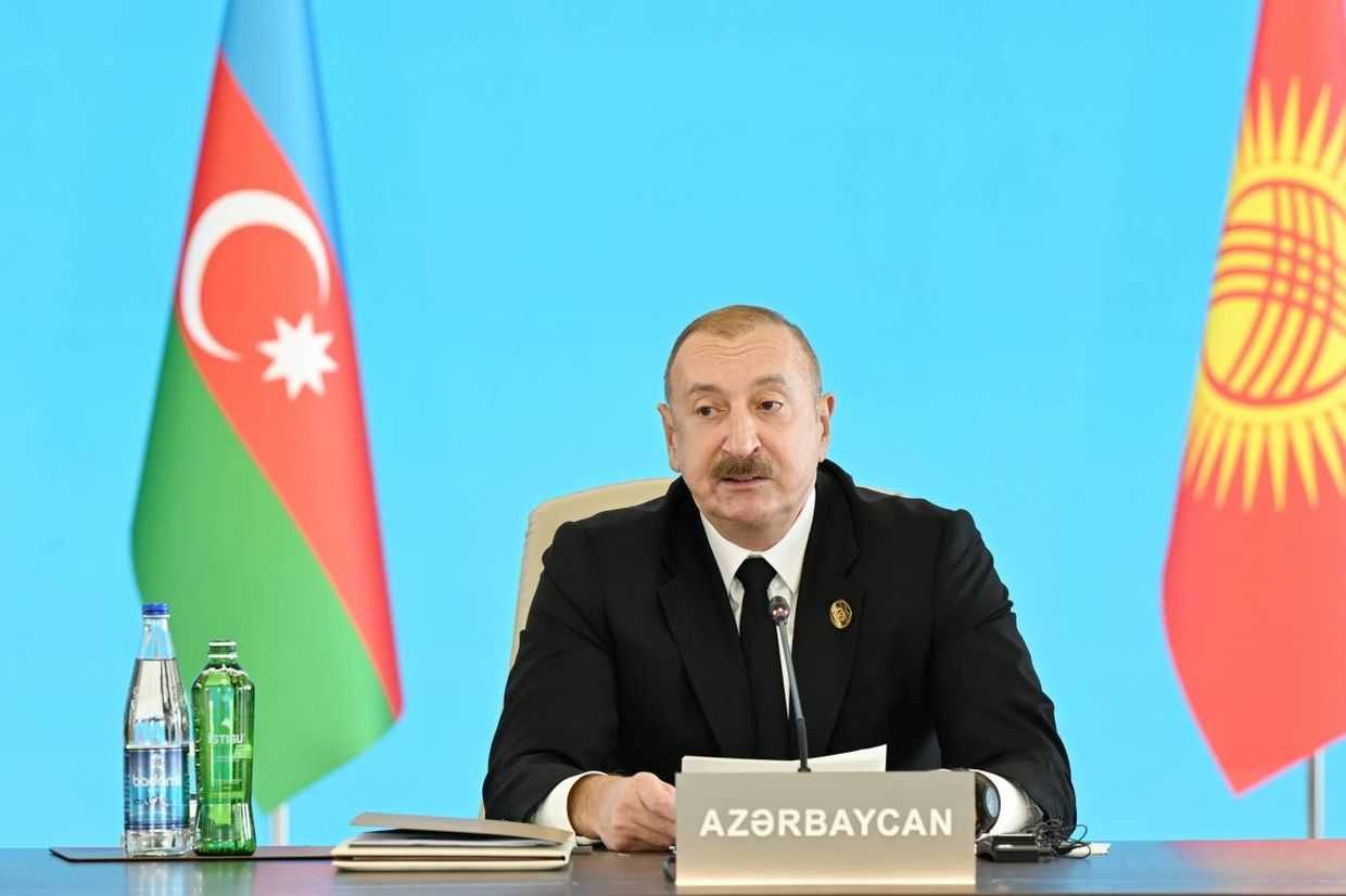 Azerbaijani President Ilham Aliyev during the Organisation of Turkic States summit in Gabala. Official photo.