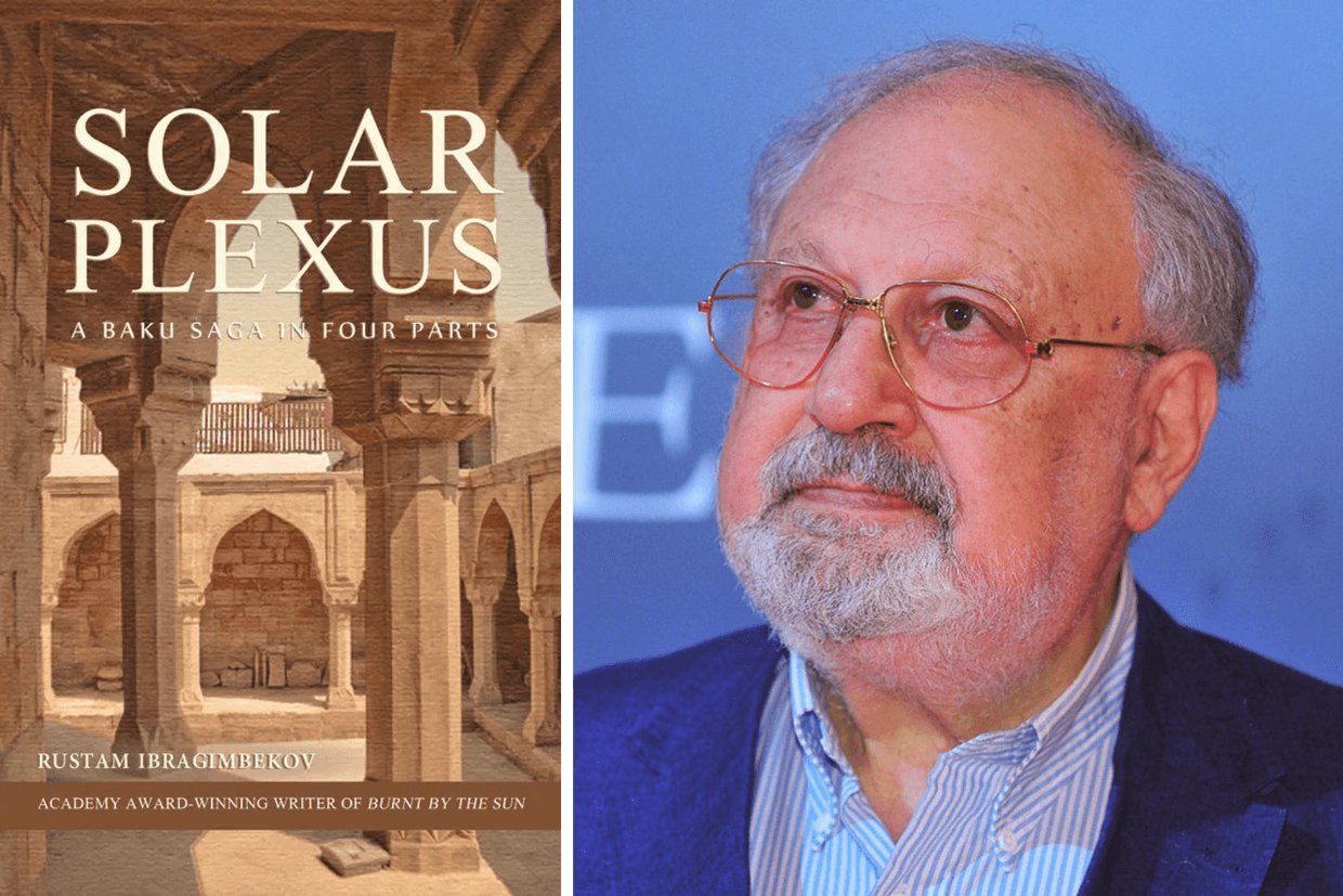 The official book cover and a portrait of Rustam Ibragimbekov. Official image/photo via the Moscow Times.