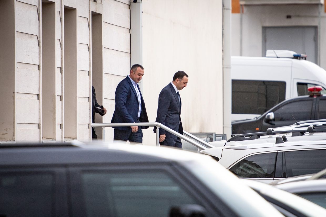 Gharibashvili leaves Tbilisi City Court on Friday morning, after being granted bail. Photo: Mariam Nikuradze/OC Media.