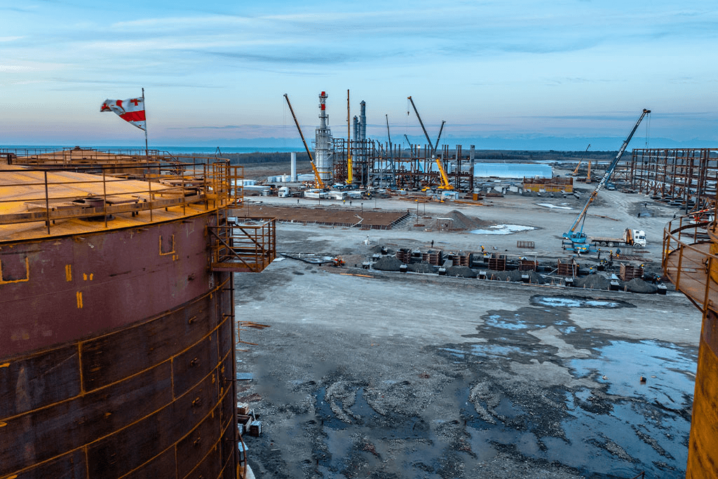 The Kulei refinery whilst under construction. Official photo. 