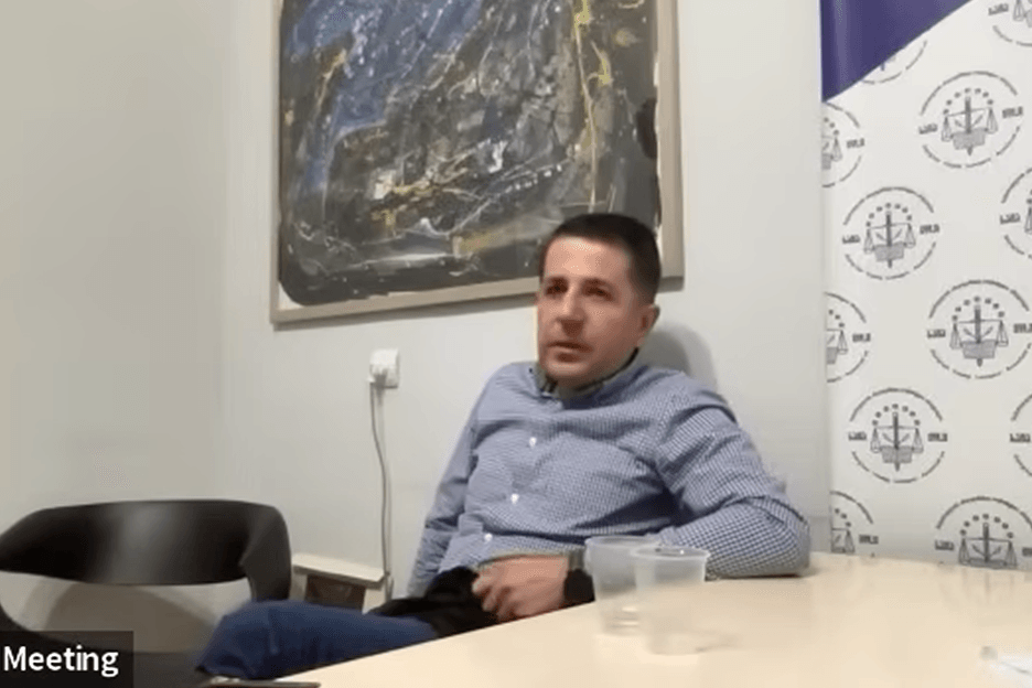 Former Judge Besarion Alavidze during his lengthy interview, in which he discusses the pressure he says he experienced. Screengrab from a video.