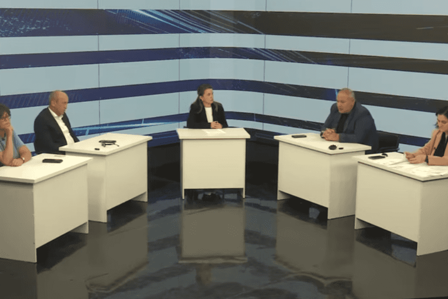 Abkhazian opposition figures during TV presentation about repression from Russia. Screengrab from video.