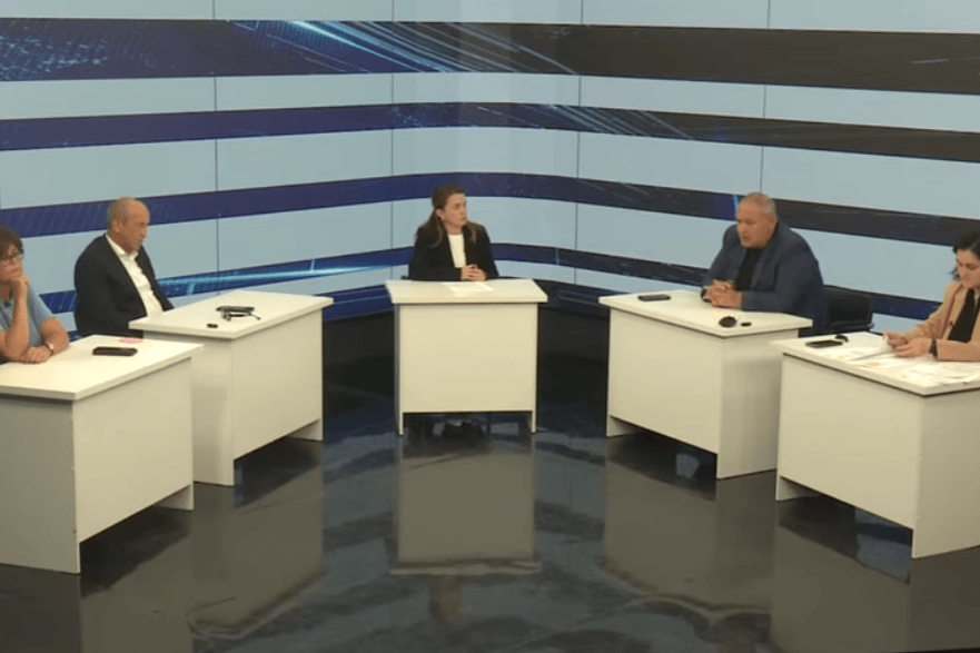 Abkhazian opposition figures during TV presentation about repression from Russia. Screengrab from video.