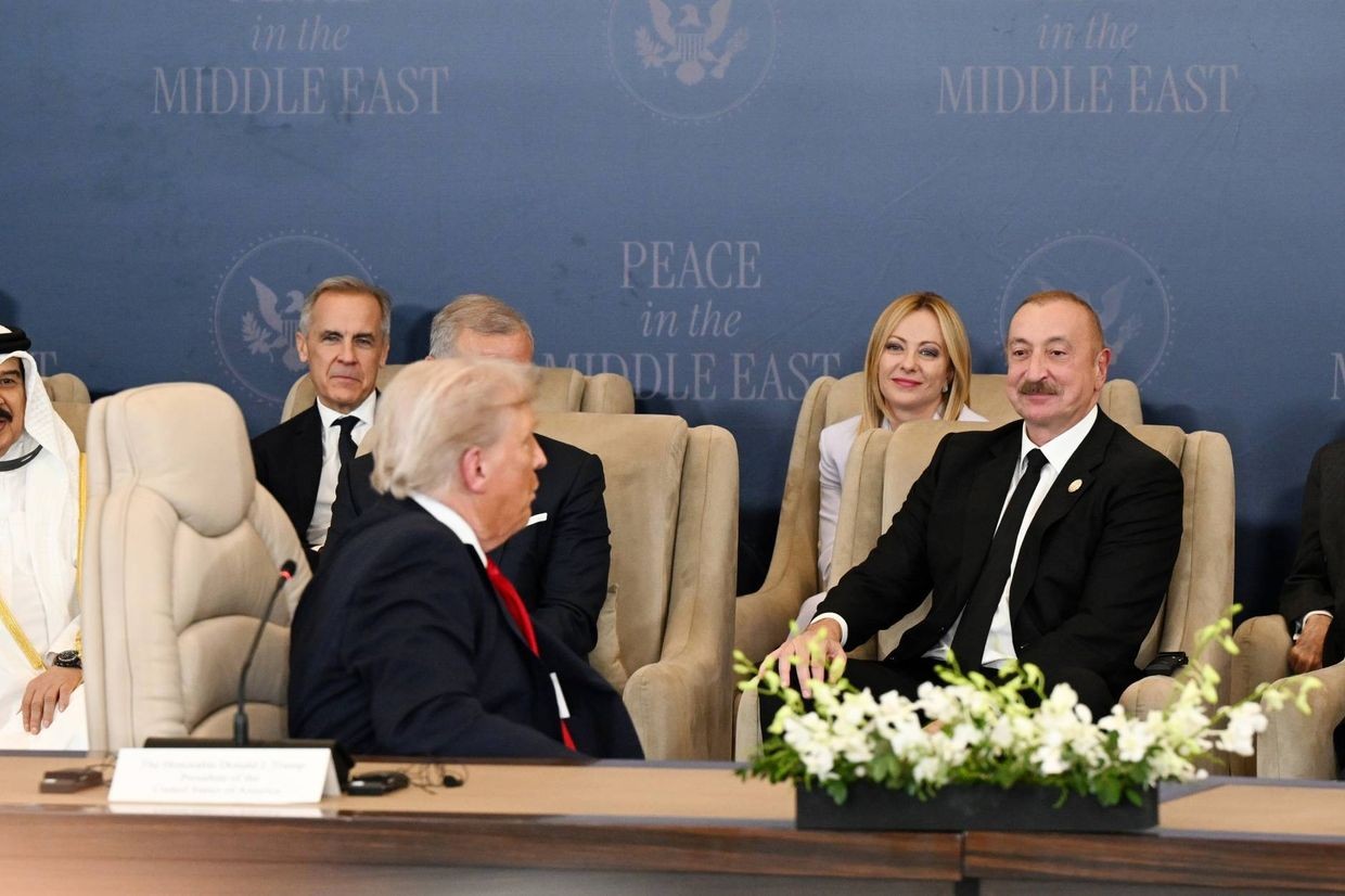 US President Donald Trump and Azerbaijani President Ilham Aliyev during the Gaza peace summit in Egypt. Official photo.