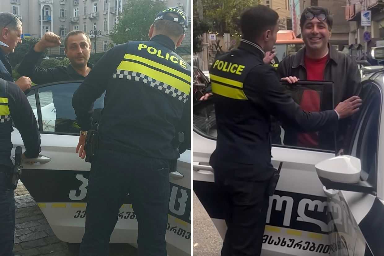 The detentions of Lasha Chkhartishvili (left) and Vakho Sanaia (right). Photos via social media.