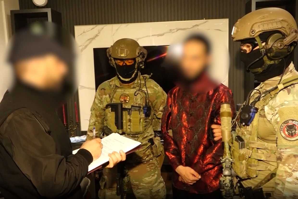One of the three suspects detained in Adjara. Screengrab from SSG video. 