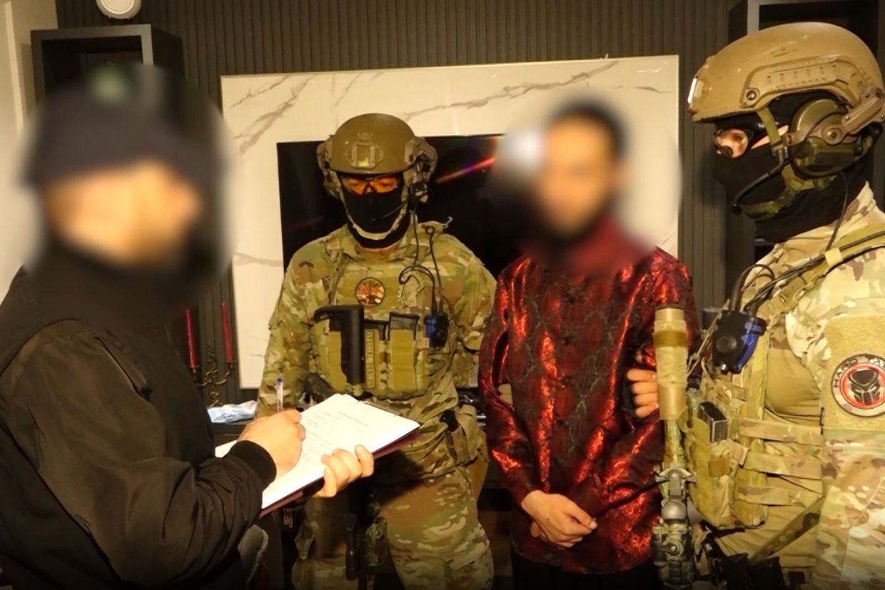 One of the three suspects detained in Adjara. Screengrab from SSG video. 
