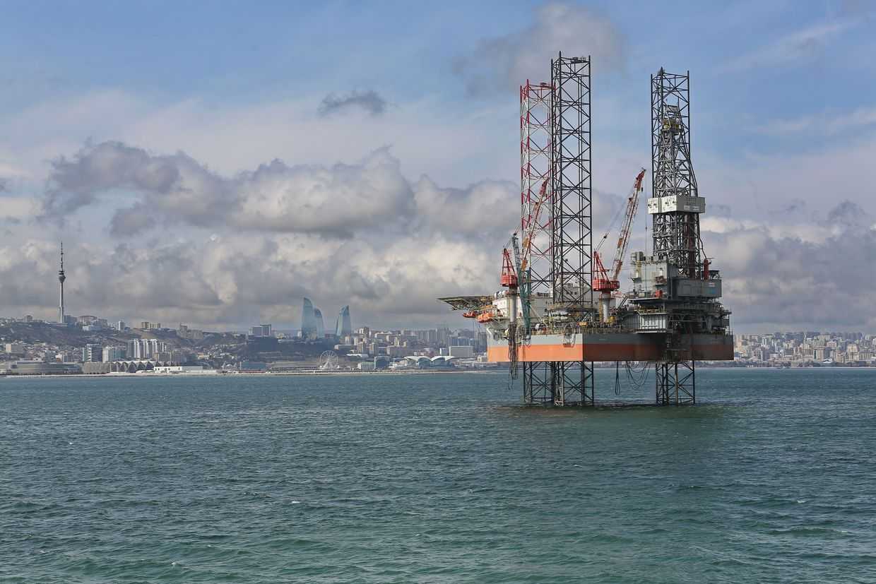 A BP oil platform off the Baku coastline. Official photo.