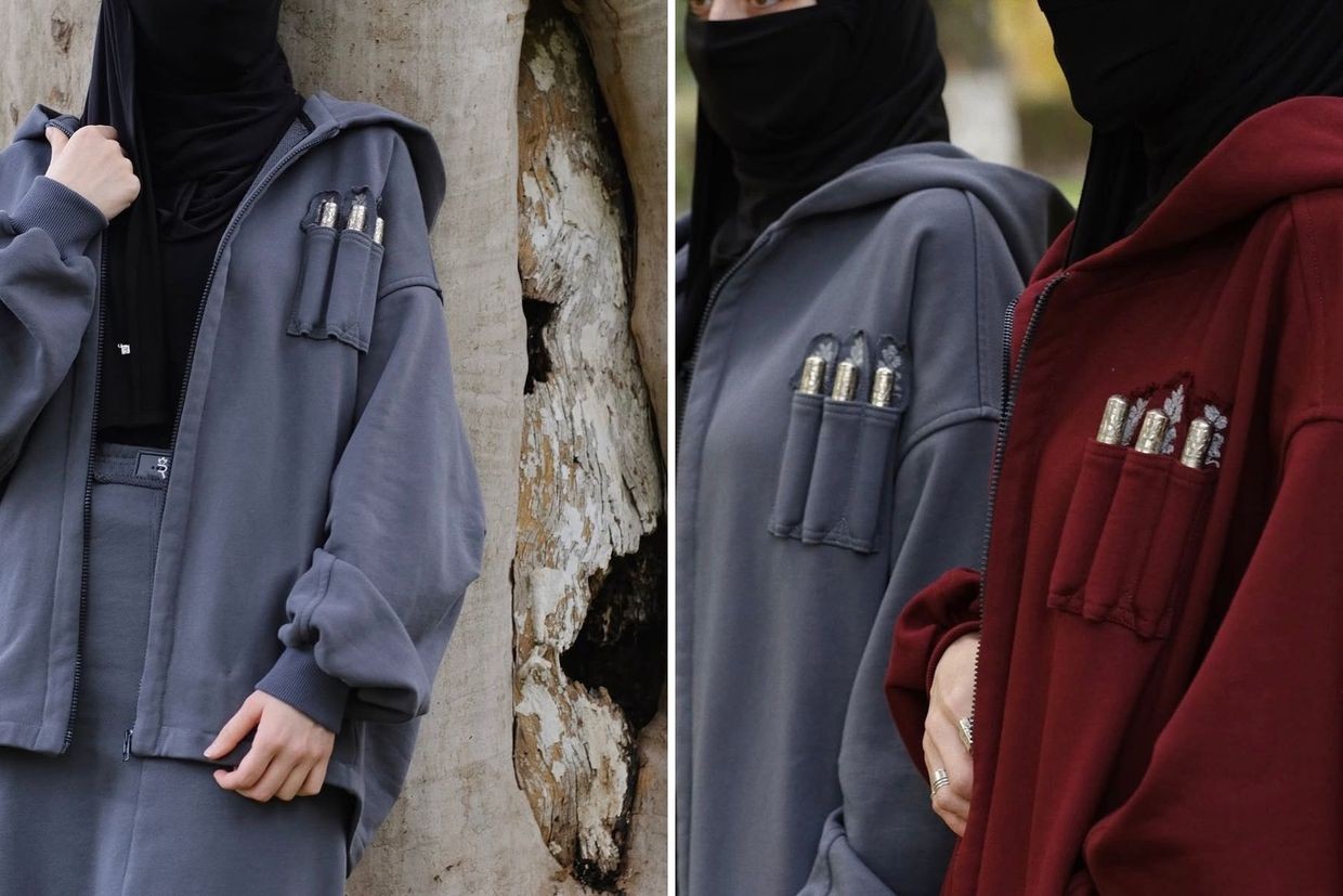 Photos shared by the Chechen Culture Ministry showcasing the prohibited use of gazyrs in women’s clothing. Photos via social media.