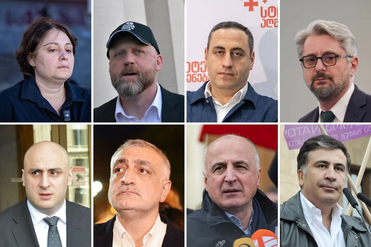 Clockwise from top left: Elene Khoshtaria, Zurab Japaradize,
Giorgi Vashadze, Nika Gvaramia, Nika Melia, Mamuka Khazaradze, Badri Japaridze, and Mikheil Saakashvili.