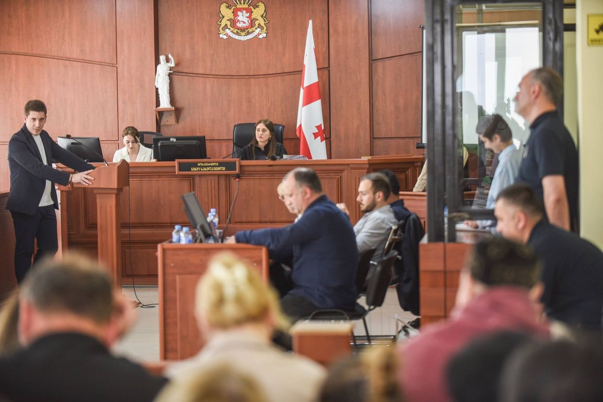 Former Batumi Police Chief Irakli Dgebuadze testifies during journalist Mzia Amaghlobeli's trial in May 2025. Photo: Givi Avaliani/OC Media.