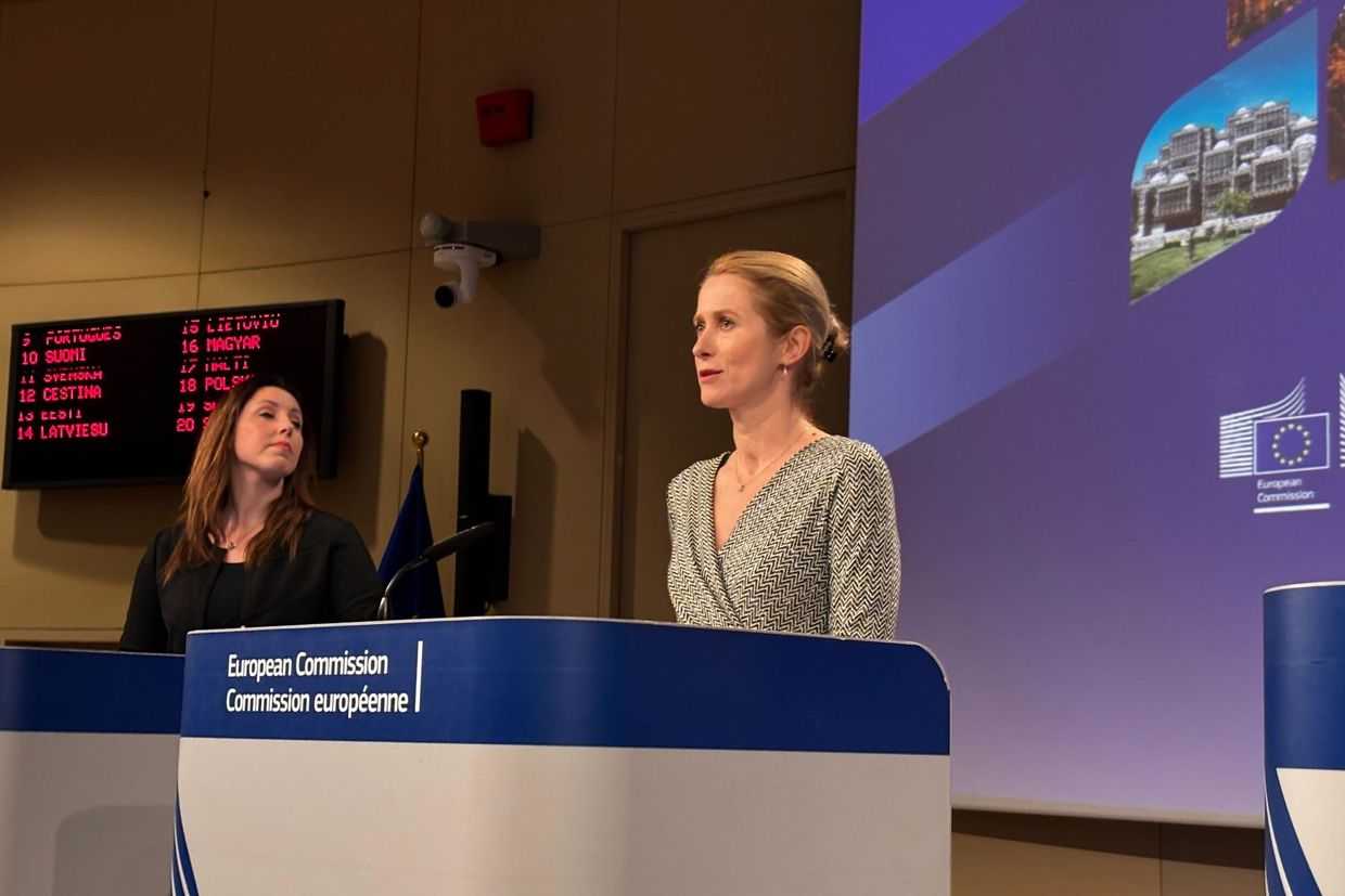 The EU High Representative for Foreign Affairs and Security Policy, Kaja Kallas, presenting the EU’s 2025 enlargement report in Brussels on 4 November. Photo: Tamar Shvelidze/OC Media.