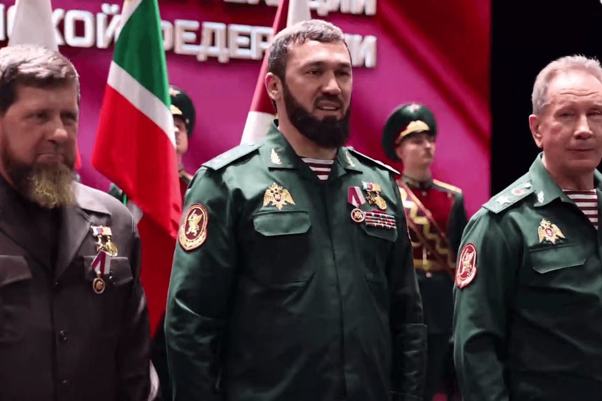 Ramzan Kadyrov, Magomed Daudov and Viktor Zolotov. Screengrab from video.