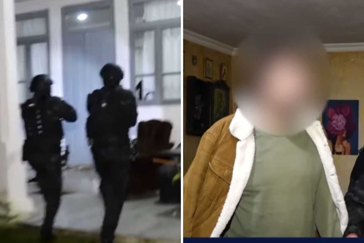 Screengrab of a police raid on individuals allegedly connected to the criminal underworld. Screengrabs via official video.