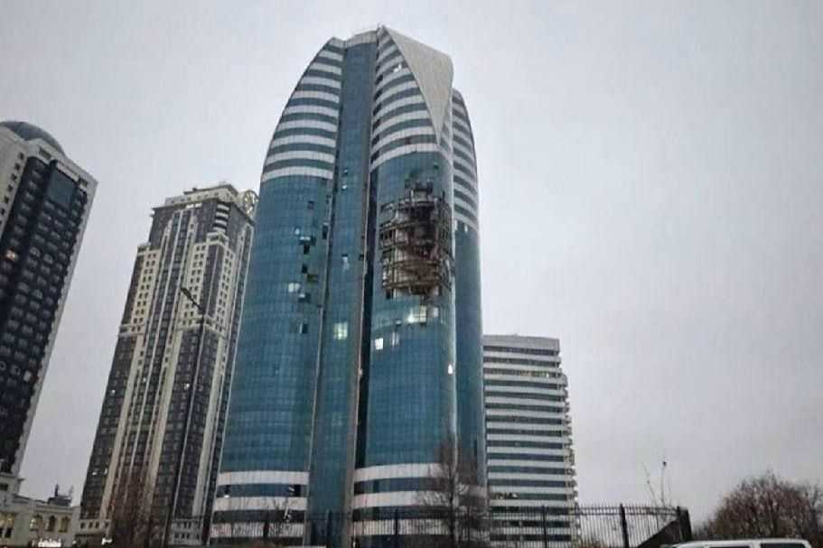 Damaged skyscraper in Grozny. Photo: social media.