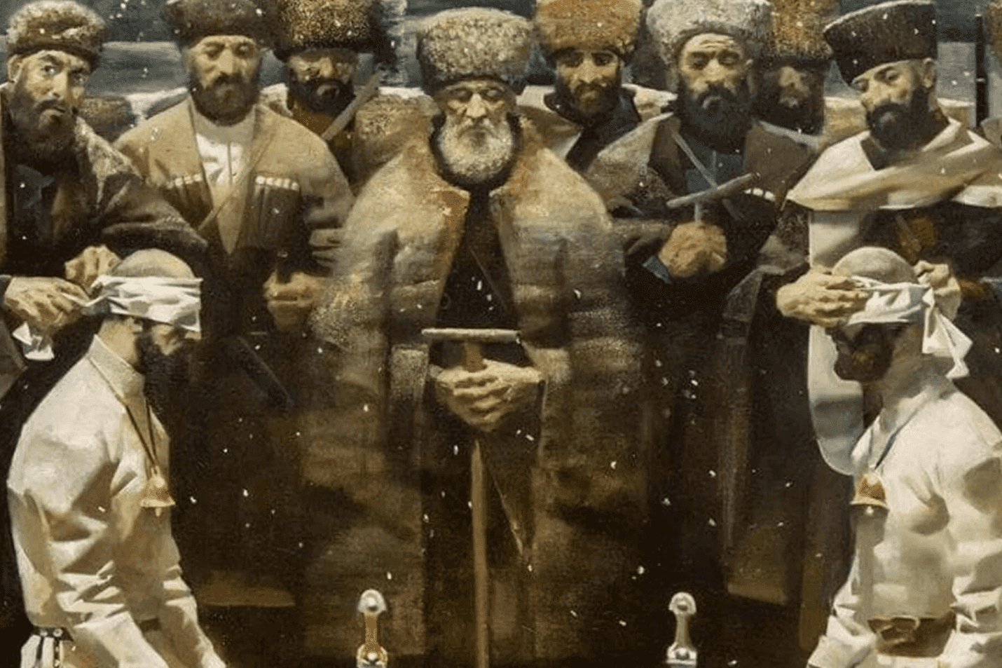 A section of of Vadim Kadzhaev’s painting ‘Blood Feud’.