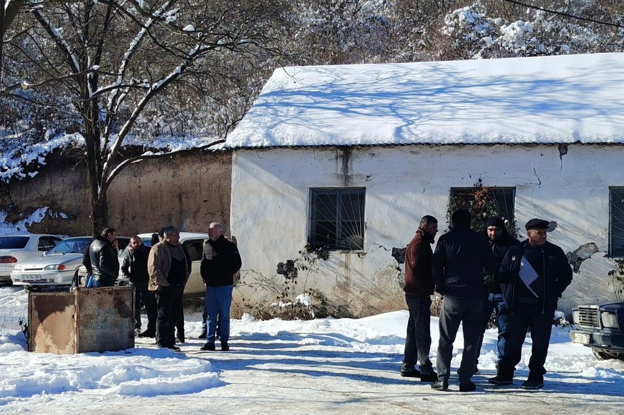 Striking miners of the Akhtala Mining and Processing Plant in Lori Province, Armenia. Photo: Oleg Dulgaryan.