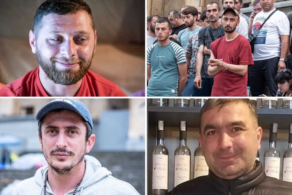 From top left: Merab Saralidze, Tengiz Gvelesiani, Archil Chumburidze, Giorgi Neparidze. Clockwise photo credits from top left: Mariam Nikuradze/OC Media. Bottom left: Publika.