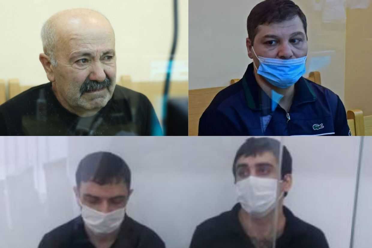 The four prisoners — Vagif Khachatryan, Vigen Euljekjian, Gevorg Sujyan, and Davit Davtyan — released by Azerbaijan. Photos: APA and Haqqin.